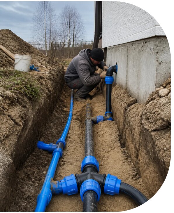 Монтаж наружного водопровода на участке под ключ в Элисте